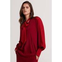 Ted Baker Tie V-Neck Blouse Dark Red