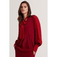 Ted Baker Tie V-Neck Blouse Dark Red