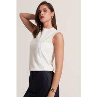 Ted Baker Organza Floral High Neck Knitted Vest Ivory