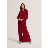 Ted Baker Colour Block Wide Leg Trousers Dark Red