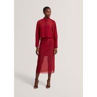 Ted Baker Organza Midi A-Line Skirt Dark Red
