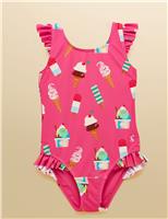 Ice Cream Print Frill Swimsuit (1-10 Yrs)