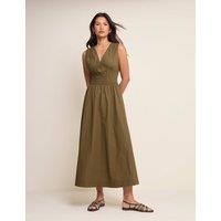 Nobody's Child Pure Cotton V-Neck Midi Waisted Dress Green