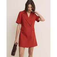 Nobody's Child Lyocell Rich Mini Tailored Dress with Linen Red