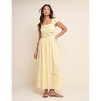 Nobody's Child Linen Rich Square Neck Midaxi Skater Dress Yellow