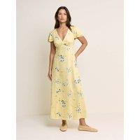 Nobody's Child Floral V-Neck Midaxi Waisted Dress Yellow Mix