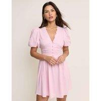 Nobody's Child Lyocell Rich Mini Skater Dress with Linen Pink