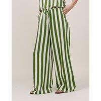 Nobody's Child Linen Rich Striped Wide Leg Trousers Green