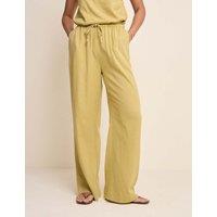 Nobody's Child Linen Rich Paperbag Straight Leg Trousers Green