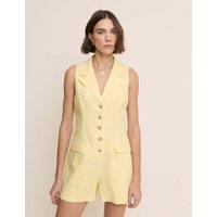 Nobody's Child Tailored Sleeveless Playsuit with Linen Yellow