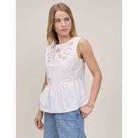 Nobody's Child Pure Cotton Cutwork Peplum Top White