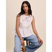 Nobody's Child Pure Cotton Cutwork Peplum Top White