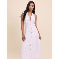 Nobody's Child Lyocell Rich Halter Neck Midi Tailored Dress White