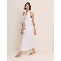 Nobody's Child Lyocell Rich Halter Neck Midi Tailored Dress White