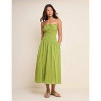 Nobody's Child Pure Cotton Bandeau Midi Shirred Dress Green