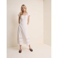 Nobody's Child Pure Cotton Lace Insert Midi Waisted Dress White