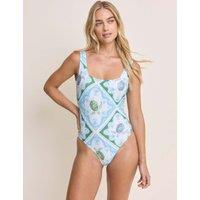 Nobody's Child X Elizabeth Scarlett Printed Square Neck Swimsuit Blue
