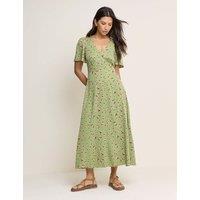 Nobody's Child Foral V-Neck Midi Skater Dress Green Mix