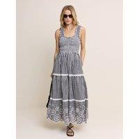 Nobody's Child Pure Cotton Gingham Midi Tiered Dress Black Mix