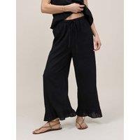 Nobody's Child Linen Rich Wide Leg Cropped Trousers Black