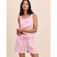 Nobody's Child Linen Rich Tie Detail Pull-On Shorts Pink