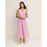 Nobody's Child Pure Cotton Gingham V-Neck Midi Dress Pink Mix