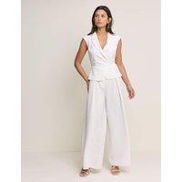 Nobody's Child Waisted Wide Leg Tailored Jumpsuit White