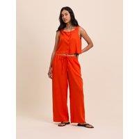 Nobody's Child Linen Rich Straight Leg Trousers Orange