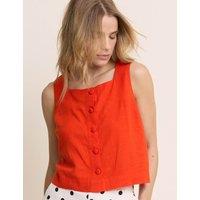Nobody's Child Linen Rich Button Front Tank Top Orange