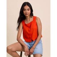 Nobody's Child Linen Rich Button Front Tank Top Orange