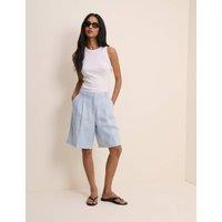 Nobody's Child Lyocell Rich High Waisted Knee Length Shorts Blue