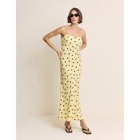 Nobody's Child Polka Dot Square Neck Maxi Slip Dress Yellow