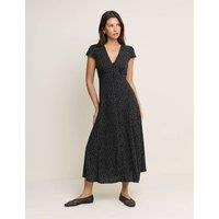 Nobody's Child Polka Dot V-Neck Midi Tea Dress Black Mix