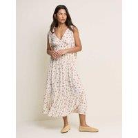 Nobody's Child Floral V-Neck Bow Detail Midaxi Tiered Dress White Mix