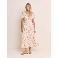 Nobody's Child X Elizabeth Scarlett Floral Scoop Neck Midaxi Waisted Dress Yellow