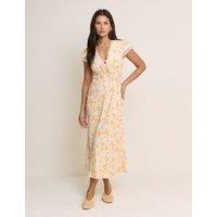 Nobody's Child Floral V-Neck Tie Detail Midi Tea Dress White Mix