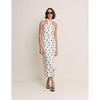 Nobody's Child Polka Dot Halter Neck Midi Tailored Dress White Mix