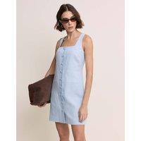 Nobody's Child Square Neck Mini Tailored Dress with Linen Blue