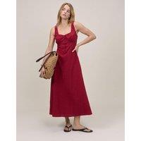 Nobody's Child Pure Cotton Square Neck Midi Waisted Dress Brown