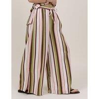 Nobody's Child Linen Rich Striped Wide Leg Trousers Pink