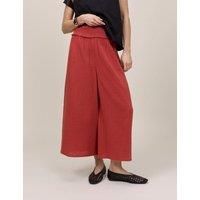 Nobody's Child Double Gauze Cropped Wide Leg Trousers Red