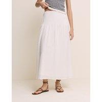 Nobody's Child Pure Cotton Pintuck Midi A-Line Skirt White