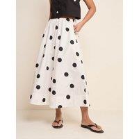 Nobody's Child Pure Cotton Polka Dot Midi A-Line Skirt Cream