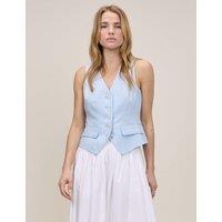Nobody's Child Linen Blend Waistcoat Blue