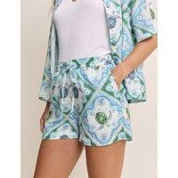 Nobody's Child X Elizabeth Scarlett Lyocell Rich Printed Shorts Blue