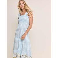 Nobody's Child X Elizabeth Scarlett Pure Cotton Gingham Midaxi Tiered Dress Blue