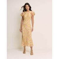 Nobody's Child Floral Frill Sleeve Midaxi Waisted Dress Multi