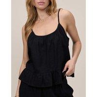 Nobody's Child Linen Rich Scoop Neck Vest Top Black