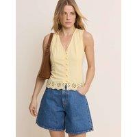 Nobody's Child Pure Cotton Jersey V-Neck Waistcoat Top Yellow