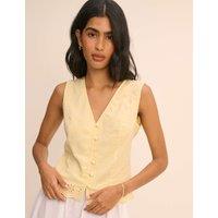 Nobody's Child Pure Cotton Jersey V-Neck Waistcoat Top Yellow